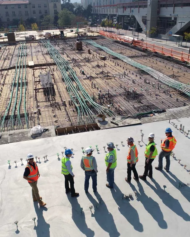 Construction workers on a building site