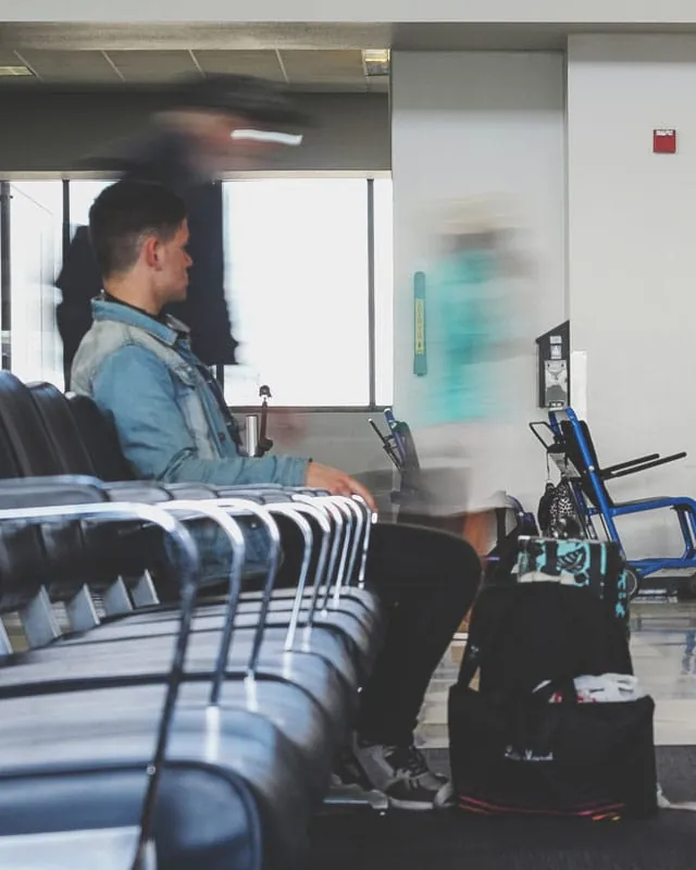 Patient sitting in a hospital waiting area