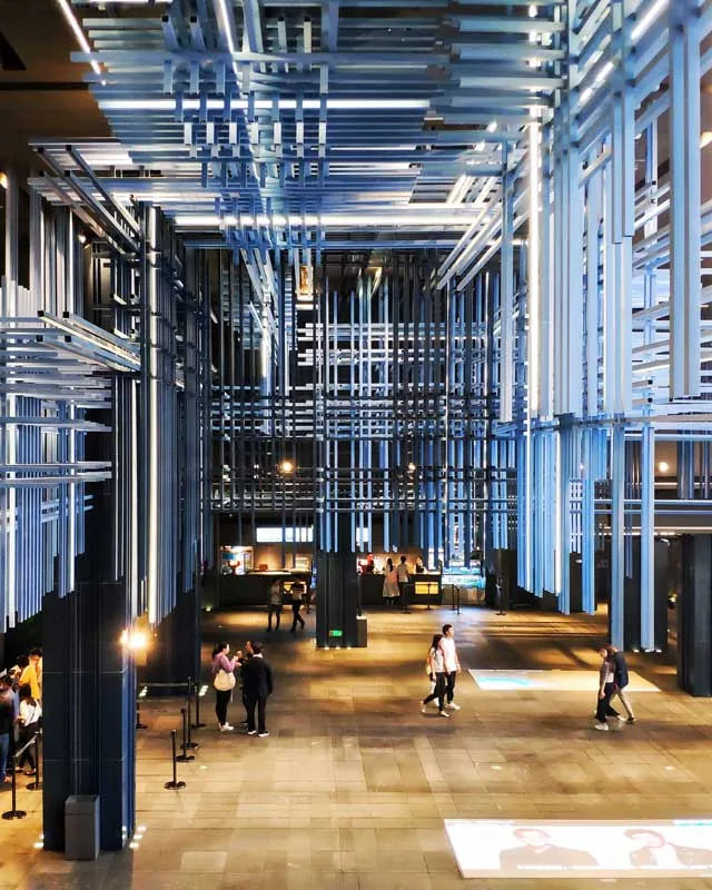 Inside a multi-storey industrial building