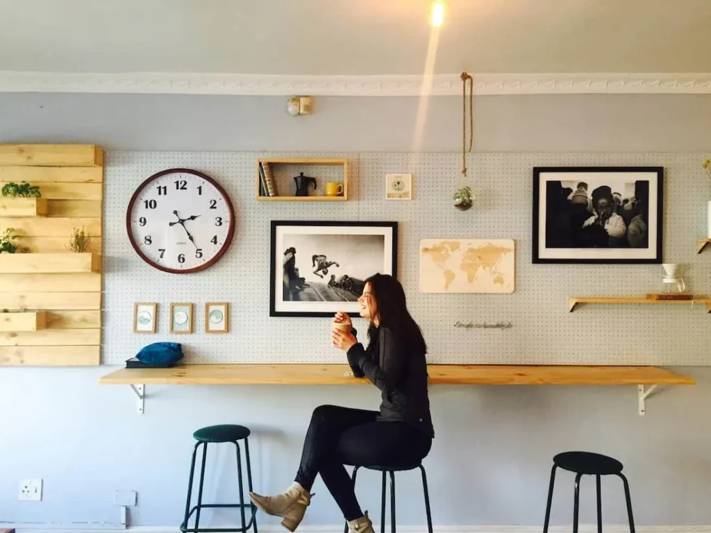 Customer having a drink at a counter